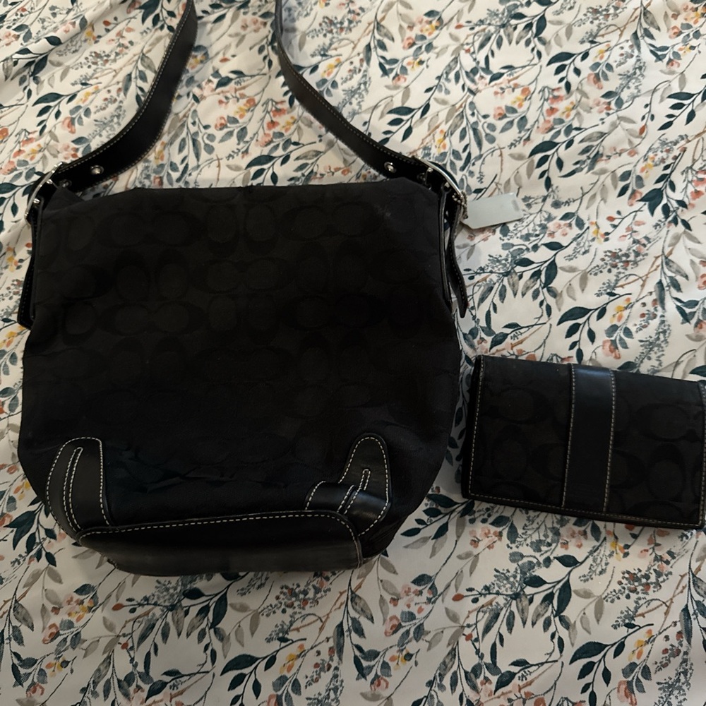Coach Black Shoulder Bag and Wallet Set